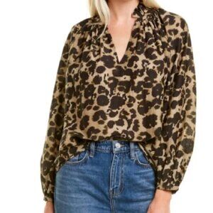 NWT Current/Elliott Annabelle Silk-Blend Blouse Top Leopard Print - Size 4/8-10